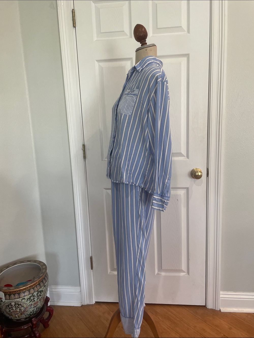 Stars Above Striped simply cool fabric sleepwear Pajama Set blue white women’s L - Picture 4 of 16